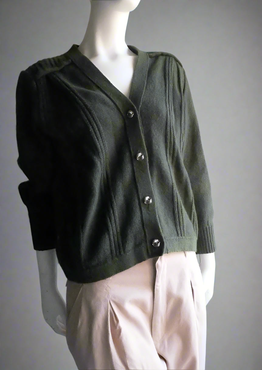 Vintage 80's Khaki Green Knit Made in Spain
