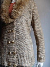 Load image into Gallery viewer, Faux Fur Collared Knit Cardigan Made in UK
