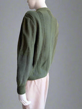 Load image into Gallery viewer, Vintage 80&#39;s Khaki Green Knit Made in Spain
