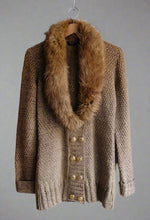 Load image into Gallery viewer, Faux Fur Collared Knit Cardigan Made in UK
